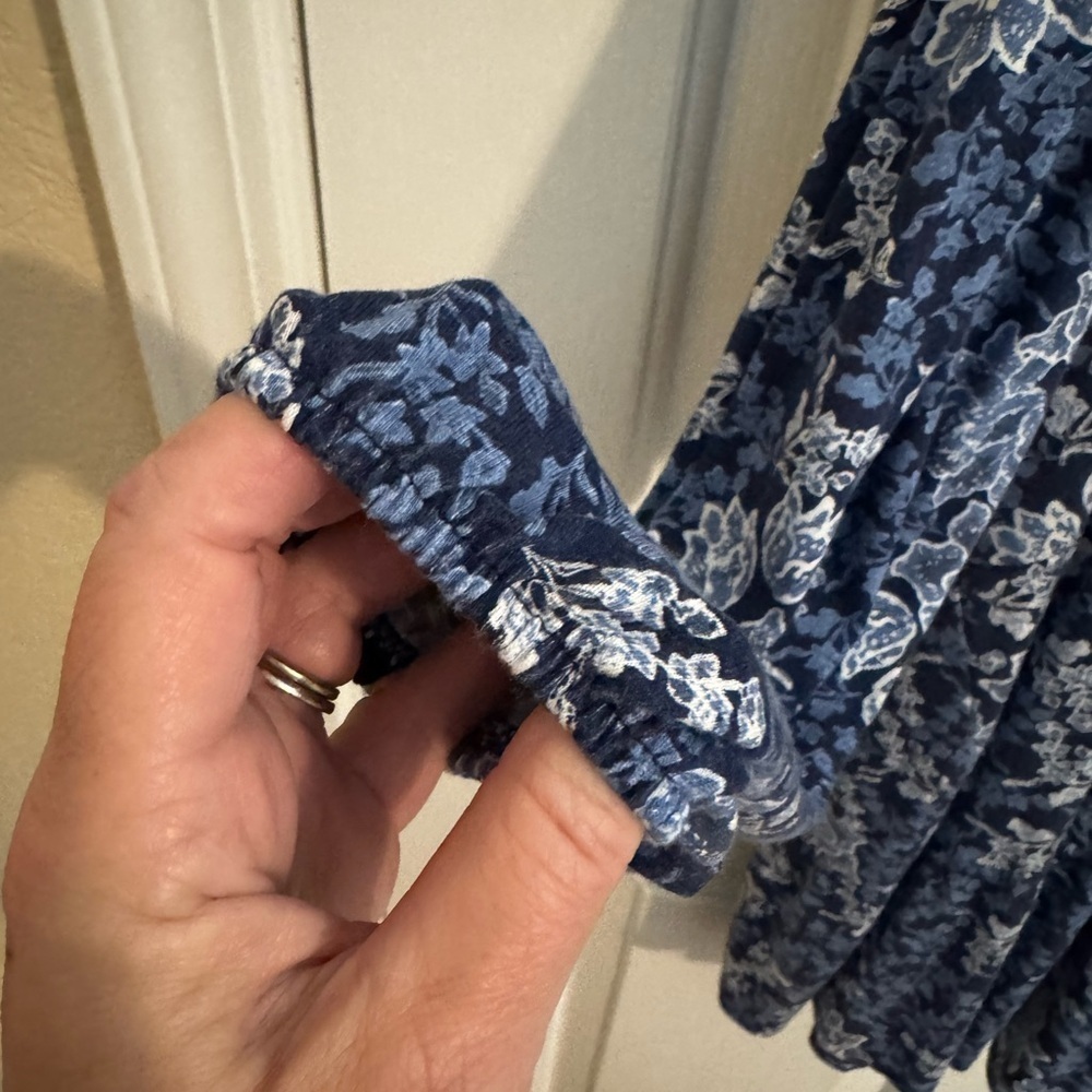 New Directions Button Peplum Tunic Blouse Blue Floral Plus Size 1X - Picture 7 of 8